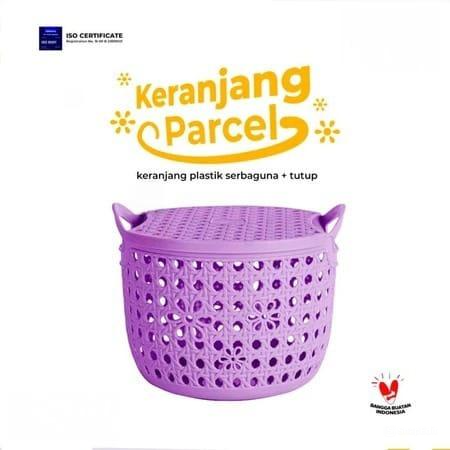 TRI J - Keranjang Parcel + Tutup - UNGU (Keranjang Multifungsi / Keranjang Souvenir)