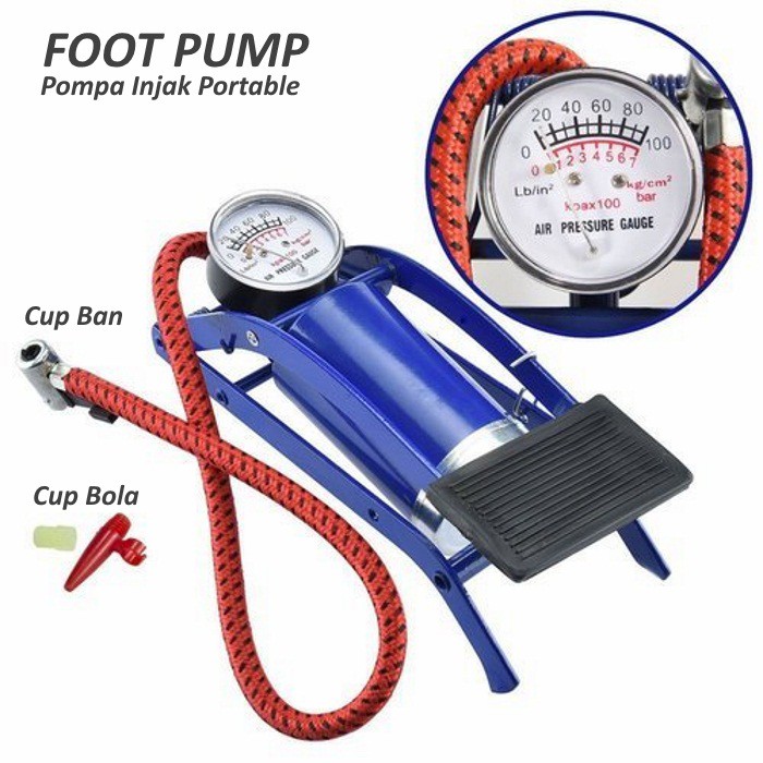 Pompa Angin Manual Injak Model Silinder Tabung (Foot Pump)