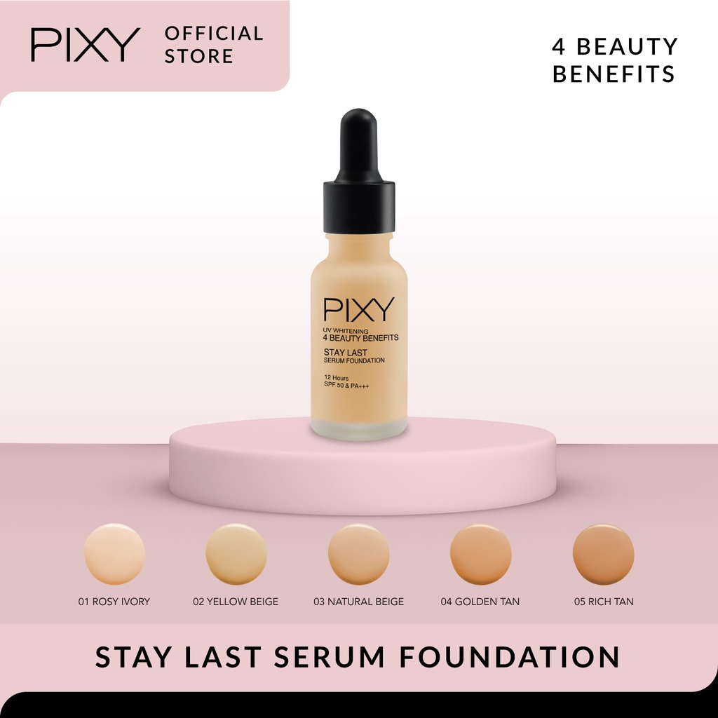 Pixy UV Whitening 4 Beauty Benefit Stay Last Serum Foundation - 03 Natural Beige
