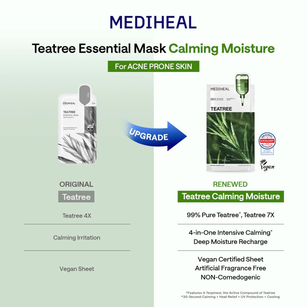 Mediheal Essential Mask - TEATREE Calming Moisture (Hijau)