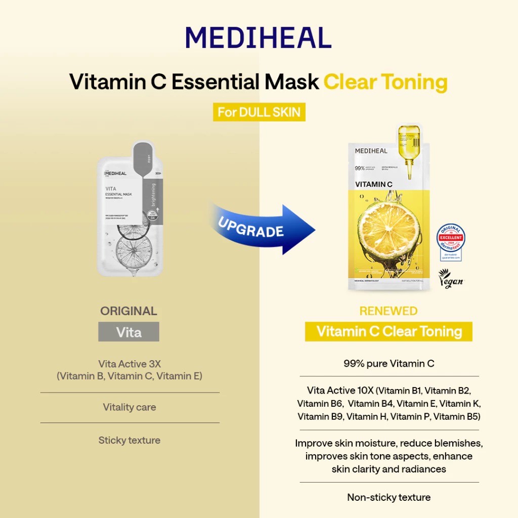 Mediheal Essential Mask - VITAMIN C Clear Toning (Kuning)