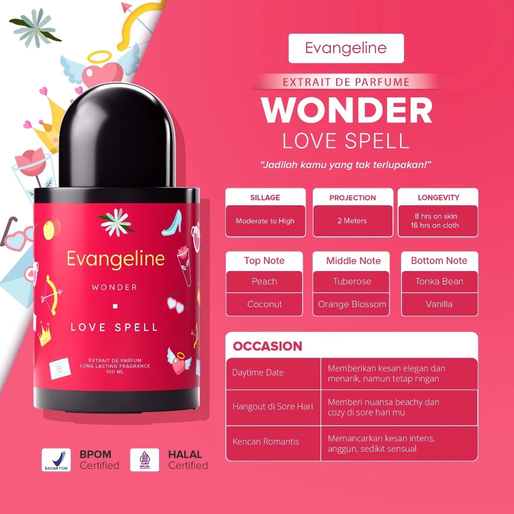 Evangeline Extrait De Parfume Wonder 100ml - Love Spell Evangeline Extrait De Parfume Wonder 100ml - Love Spell