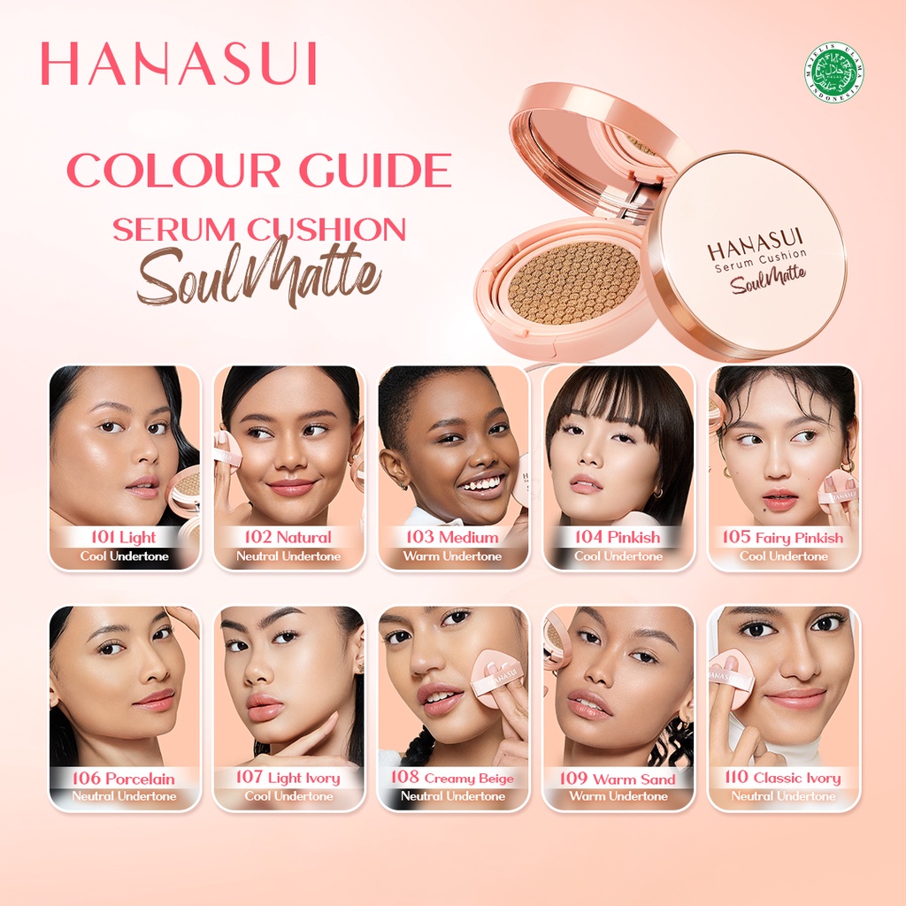 Hanasui Serum Cushion SoulMatte 15gr - 108 Creamy Beige