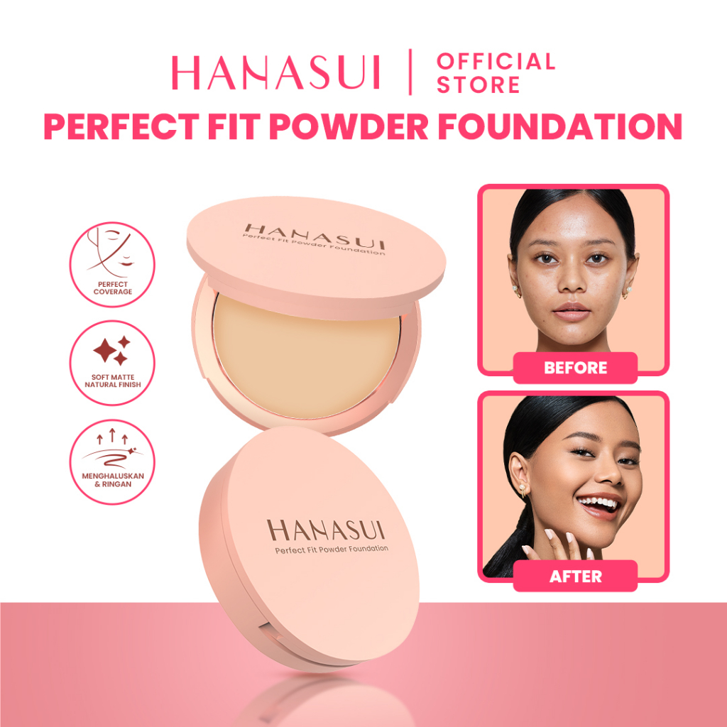 Hanasui Perfect Fit Powder Foundation 12.5gr (Compact) - 01 Light