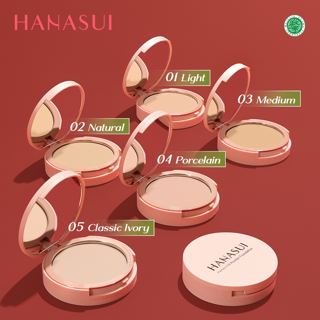 Hanasui Perfect Fit Powder Foundation 12.5gr (Compact) - 05 Classy Ivory