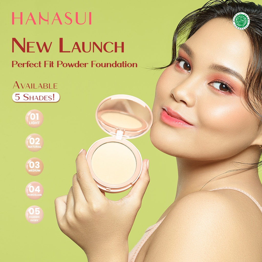 Hanasui Perfect Fit Powder Foundation 12.5gr (Compact) - 05 Classy Ivory