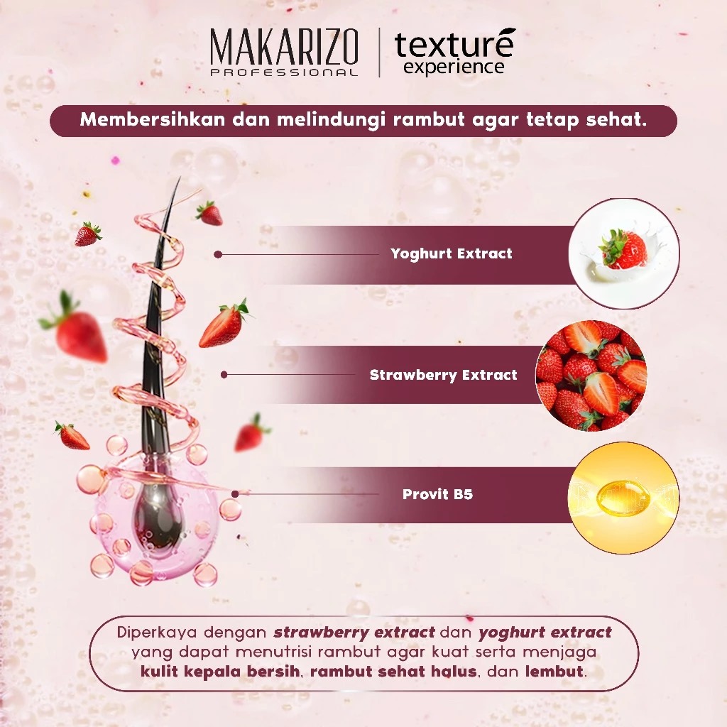 Makarizo Professional Texture Experience Shampoo 250ml - Strawberry Yoghurt