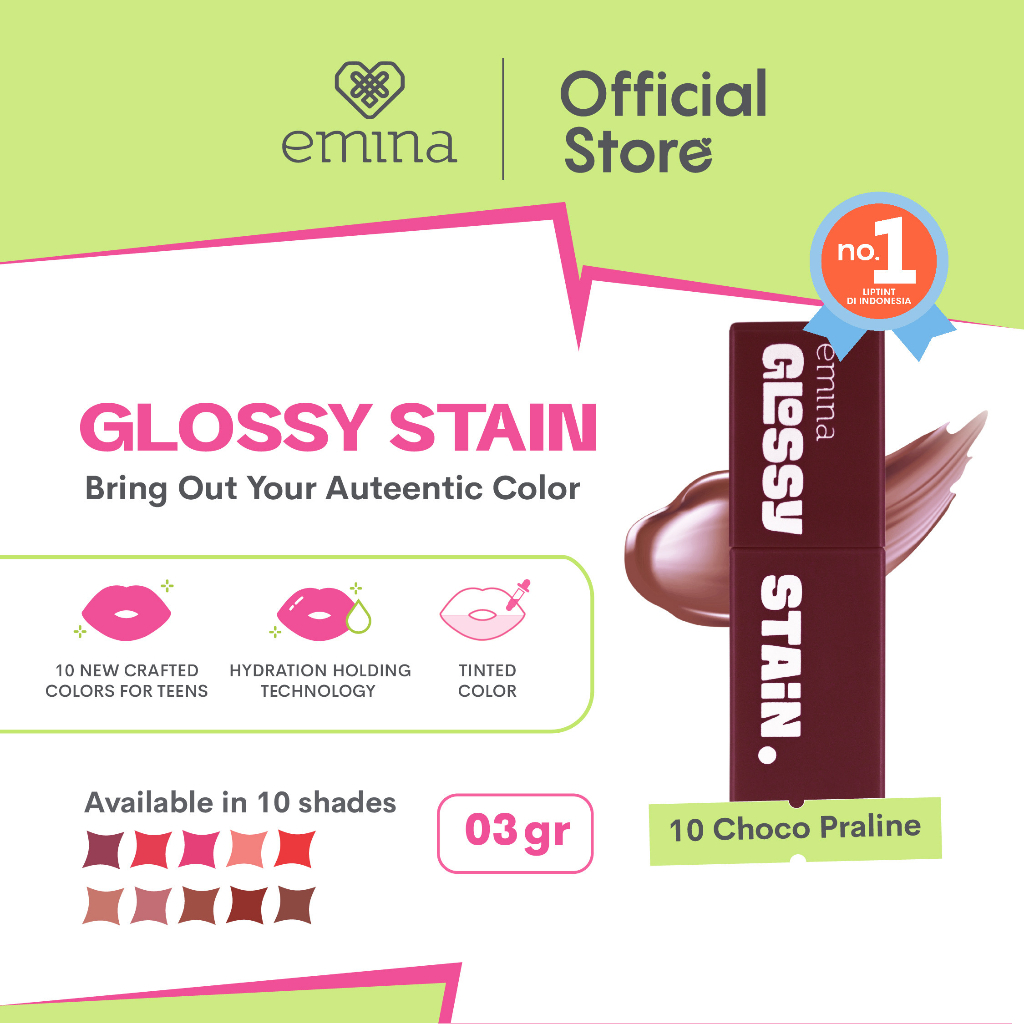 Emina Glossy Stain Liptint 3g - 10 Choco Praline