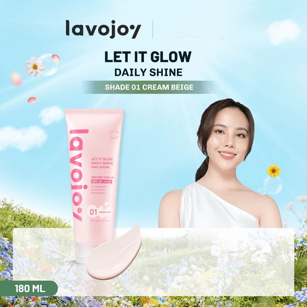 Lavojoy Let It Glow Daily Shine Body Serum SPF20 PA++ 180ml - 01 Cream Beige (Delicate Rose Instant Tone Up)