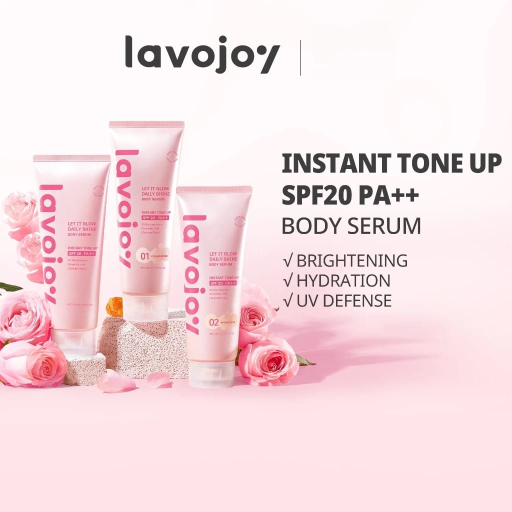Lavojoy Let It Glow Daily Shine Body Serum SPF20 PA++ 180ml - 01 Cream Beige (Delicate Rose Instant Tone Up)