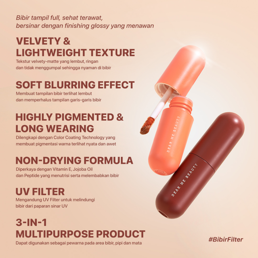 Dear Me Beauty Velvet Lip Tint 3,5ml - Dear Aulia (Fresh Coral)