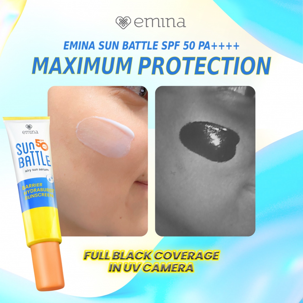 Emina Sun Battle Airy Sun Serum SPF50 PA++++ - Barrier Hydraburst Sunscreen 30ml
