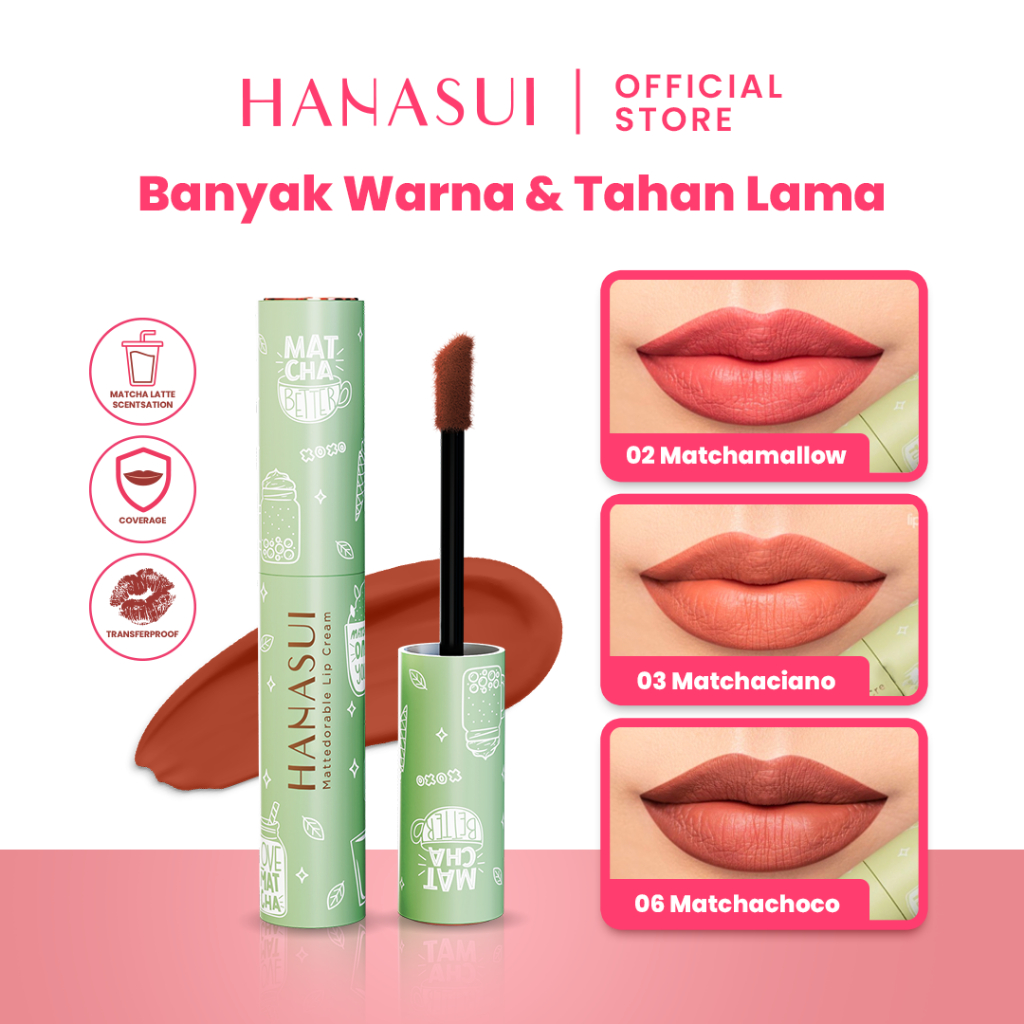 Hanasui Mattedorable Lip Cream MATCHA LATTE Edition - 03 Matchaciano