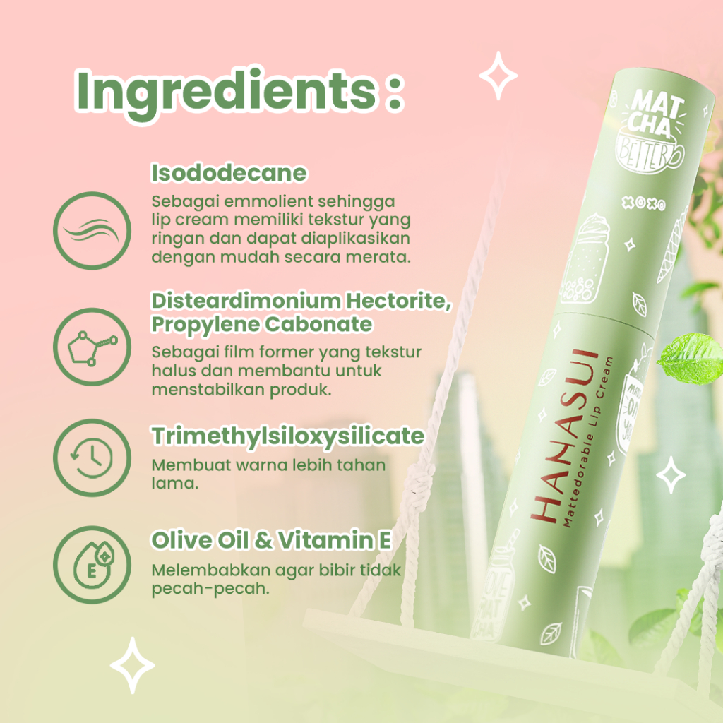 Hanasui Mattedorable Lip Cream MATCHA LATTE Edition - 04 Matchalover