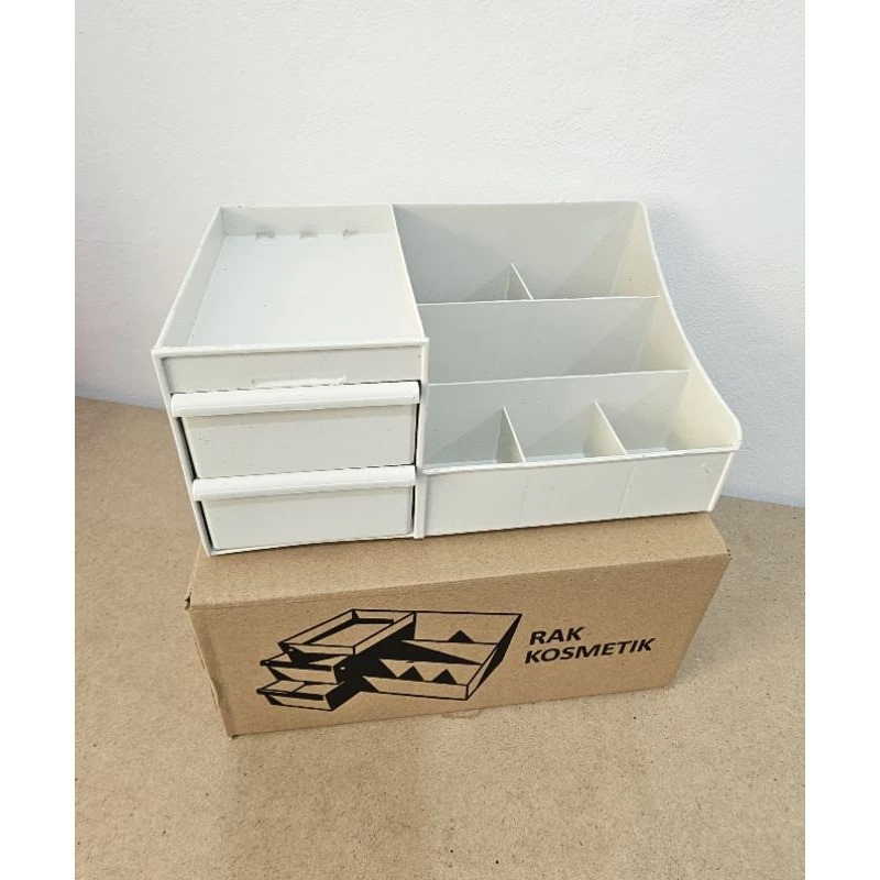 Rak Kosmetik Plastik + 2 Laci Mini - PUTIH (Makeup Storage)