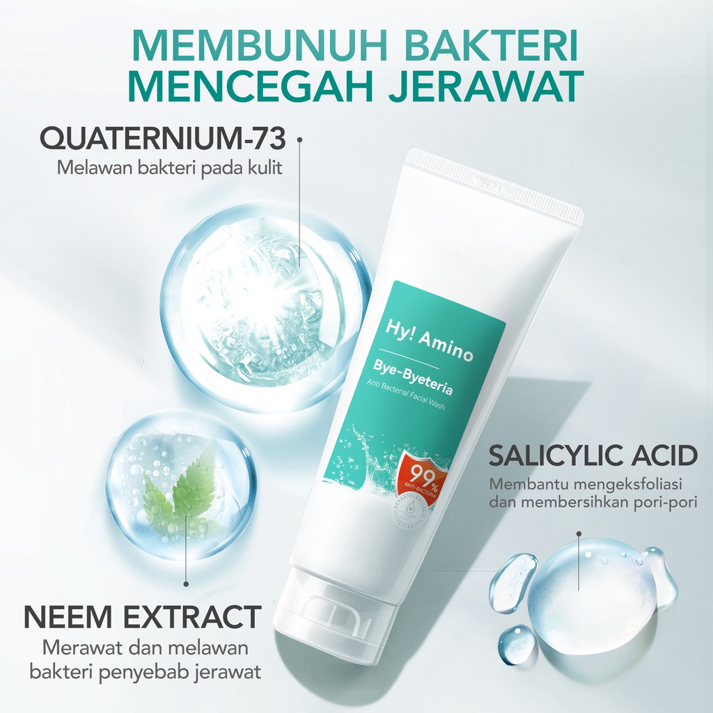 YOU Hy! Amino Bye-Byeteria Anti Bacterial Facial Wash 50gr (Tosca) *