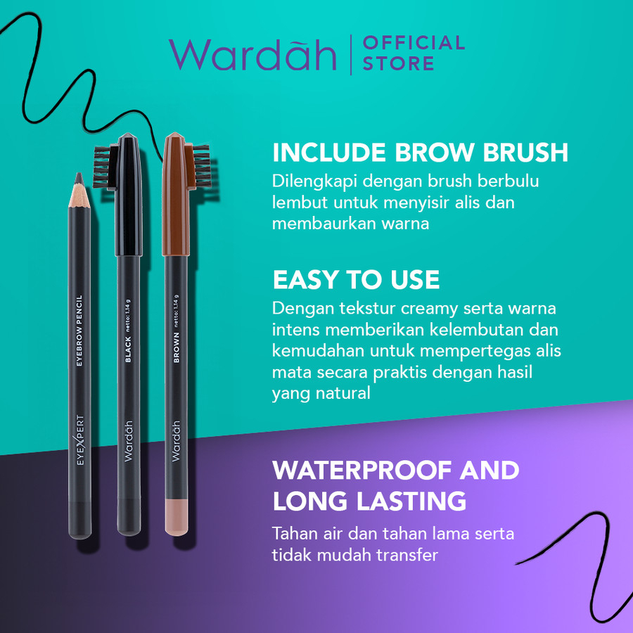 Wardah EyeXpert Eyebrow Pencil 1.14gr - Brown (Pensil Alis)