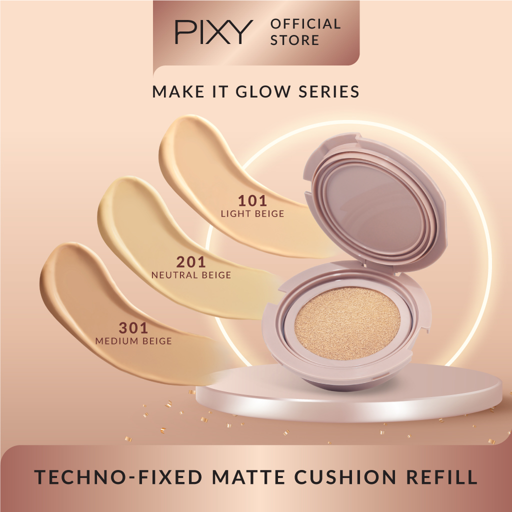 Pixy Make It Glow Techno - Fixed Matte Cushion REFILL 101 Light Beige *