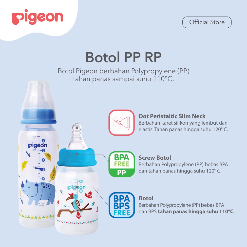 Pigeon Baby Bottle - W/S Type Silicone Nipple 120ml Badak (Umur 0+ Bulan) Botol Susu Bayi