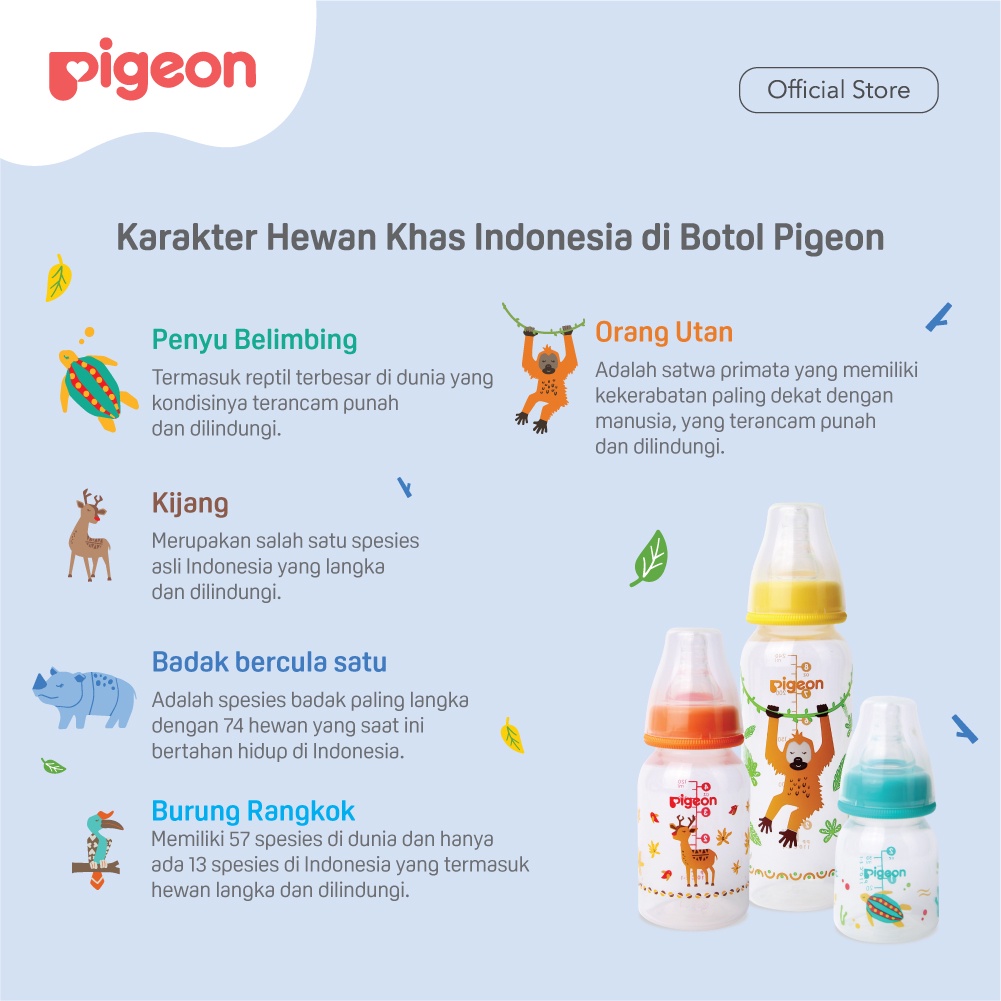 Pigeon Baby Bottle - W/S Type Silicone Nipple 120ml Badak (Umur 0+ Bulan) Botol Susu Bayi