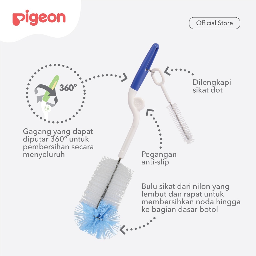 Pigeon Baby 2in1 Bottle & Nipple Brush - Basic (Sikat Botol & Dot)