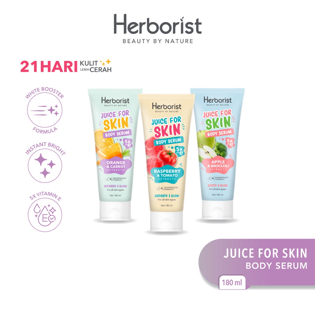 Herborist Juice For Skin Body Serum 180ml - Orange & Carrot (Refresh & Glow)