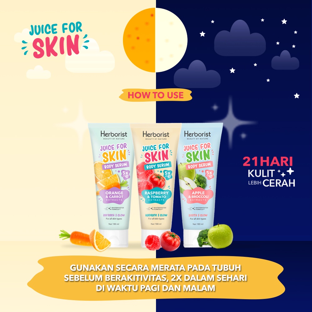 Herborist Juice For Skin Body Serum 180ml - Orange & Carrot (Refresh & Glow)