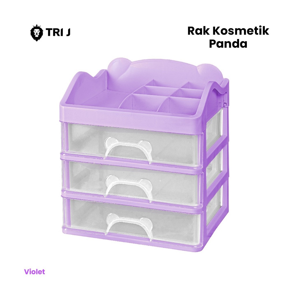 TRI J - Laci 3 Susun PANDA - PINK (Rak Kosmetik Makeup Organizer)