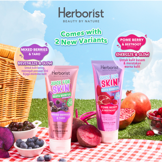 Herborist Juice For Skin Gluta Booster Lotion Serum 180ml - Mixed Berries & Taro