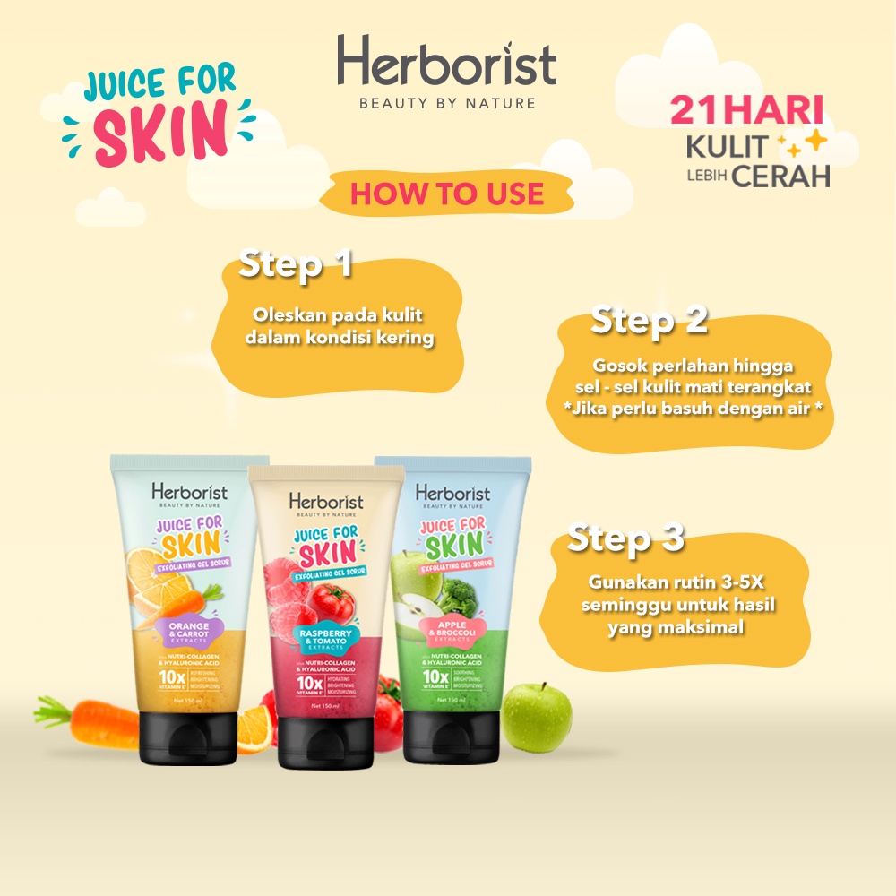 Herborist Juice For Skin Exfoliating Gel Scrub 150ml - Raspberry & Tomato