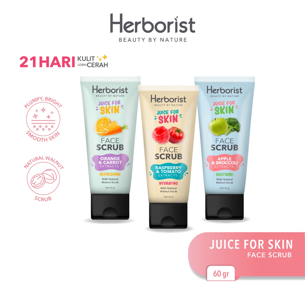 Herborist Juice For Skin Face Scrub 60gr - Raspberry & Tomato (Hydrating)
