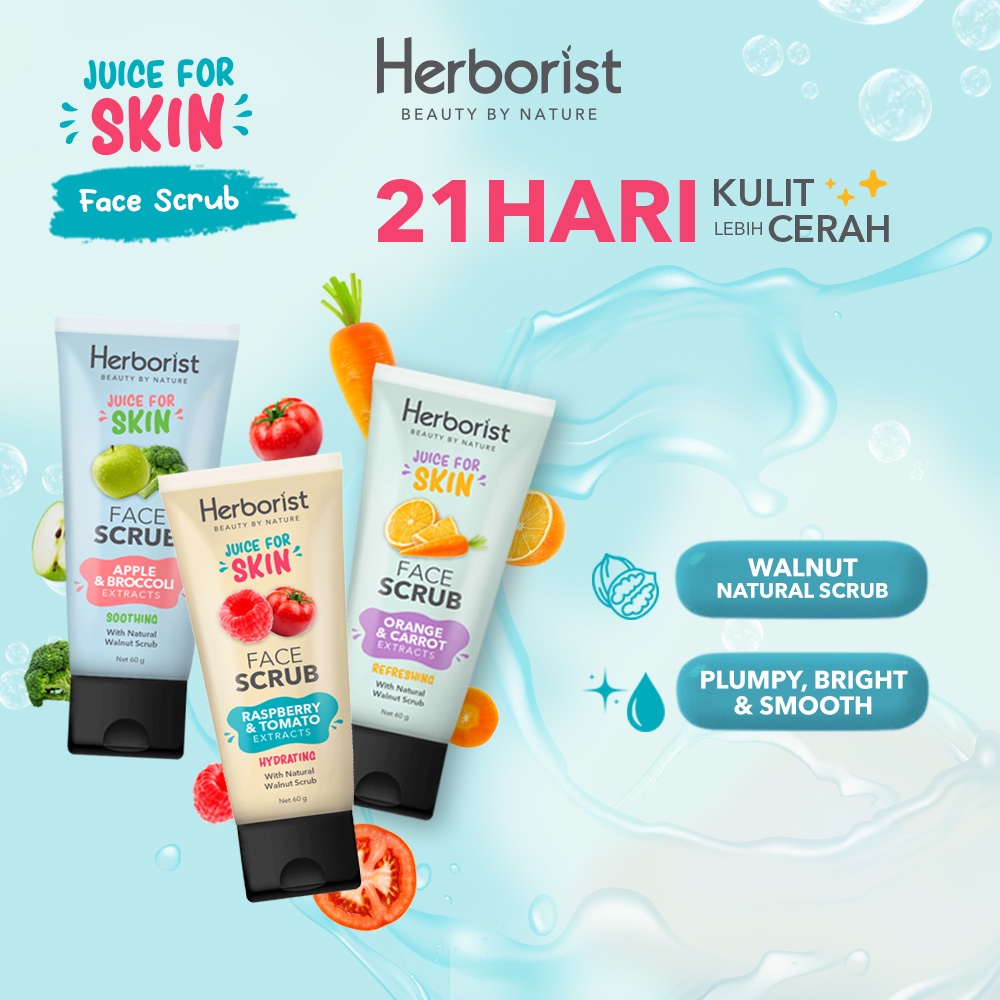 Herborist Juice For Skin Face Scrub 60gr - Raspberry & Tomato (Hydrating)
