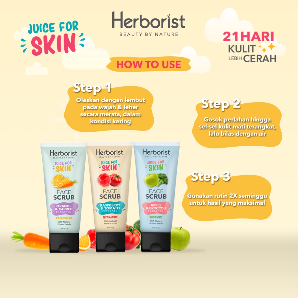Herborist Juice For Skin Face Scrub 60gr - Raspberry & Tomato (Hydrating)