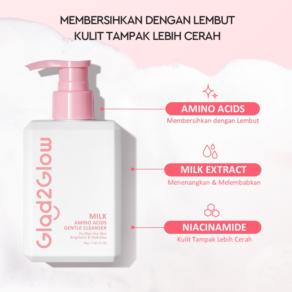 Glad 2 Glow Cleanser - Milk Amino Acids Gentle 80gr