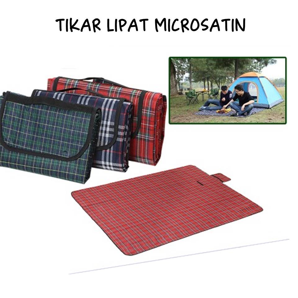 Tikar Lipat Microsatin 150x180cm (Matras Piknik) - MERAH