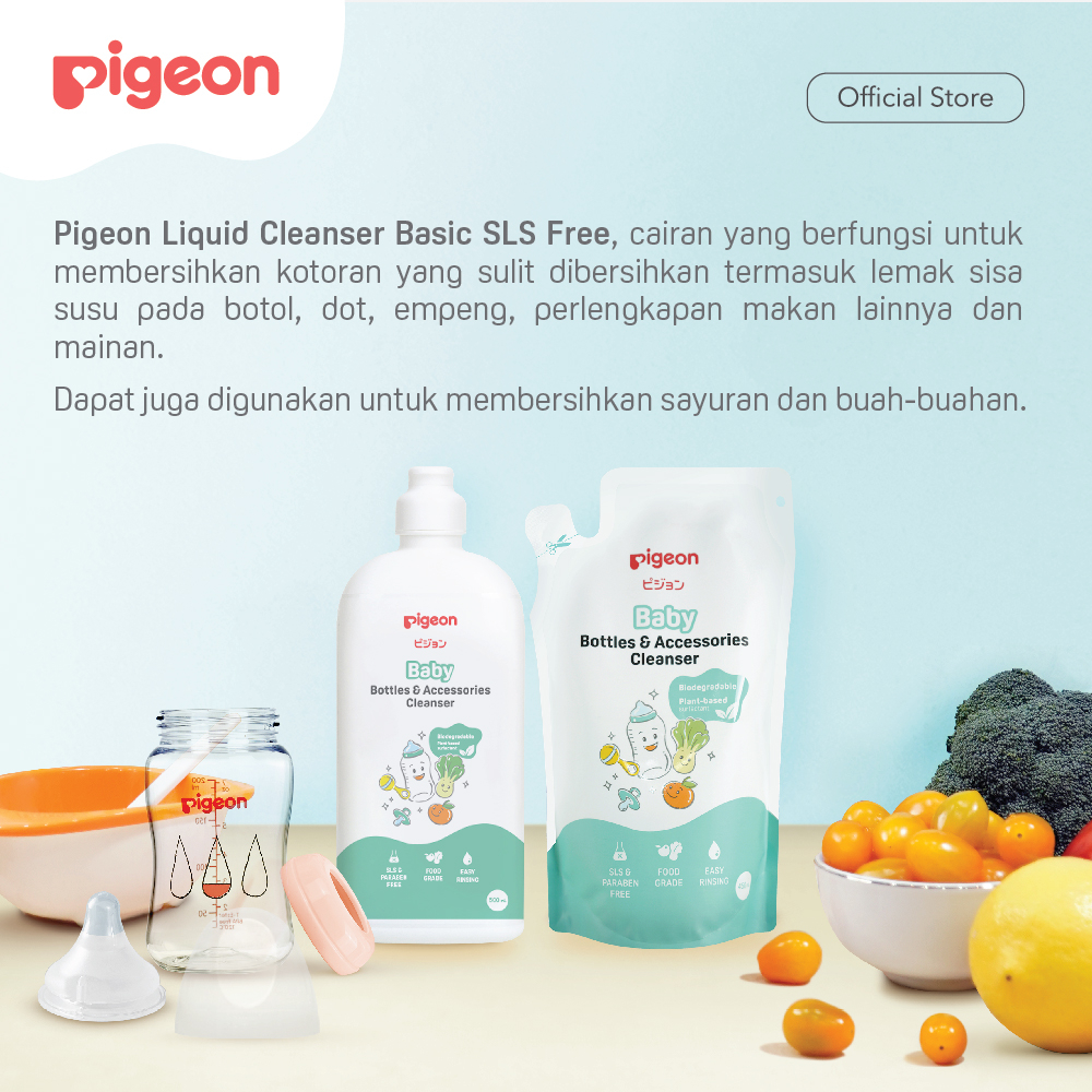 Pigeon Baby Liquid Cleanser Botol 500ml - Basic SLS Free (Bottle & Accessories Cleanser)