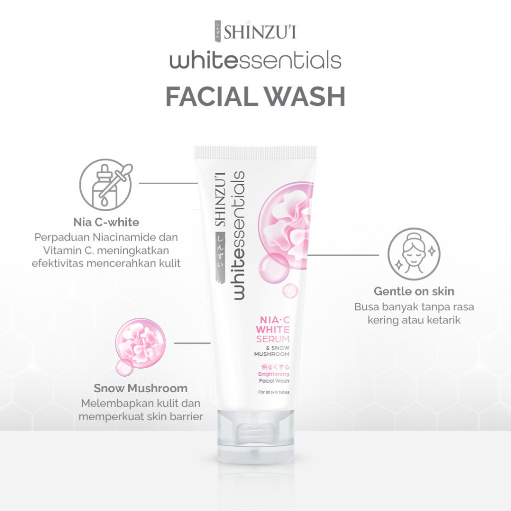 Shinzui Whitessentials Brightening Facial Wash Snow Mushroom 100ml (80+20)
