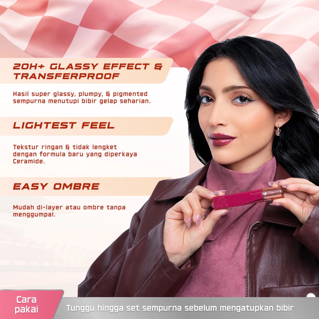 Wardah Glasting Liquid Lip 3.5gr (Lip Cream Transferproof) - 08 Plush Pome
