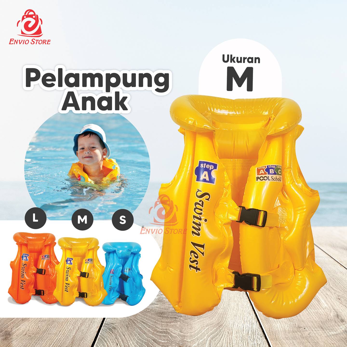 Pelampung Renang Anak - Size M Step B 38 x 45cm (Swim Vest)