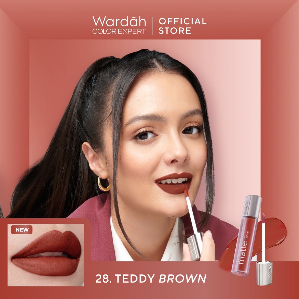Wardah Exclusive Matte Lip Cream 4gr - 28 Teddy Brown