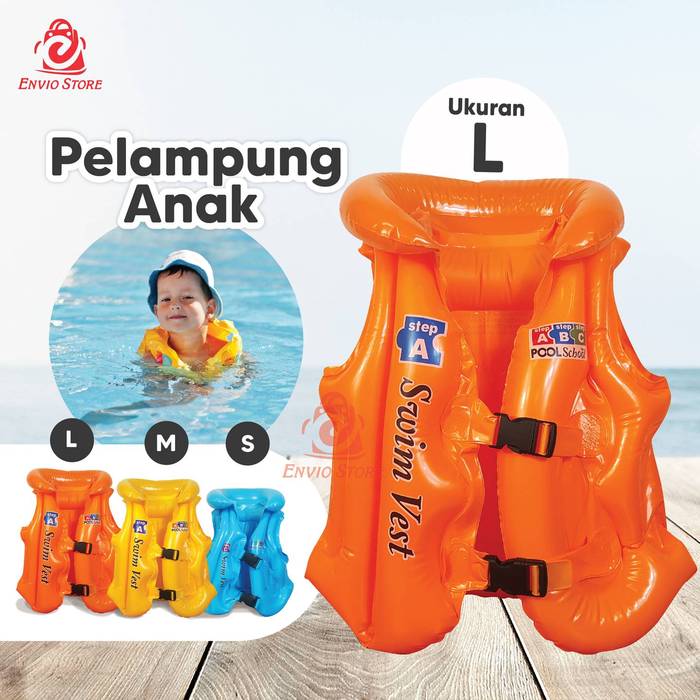 Pelampung Renang Anak - Size L Step A 38 x 51cm (Swim Vest)