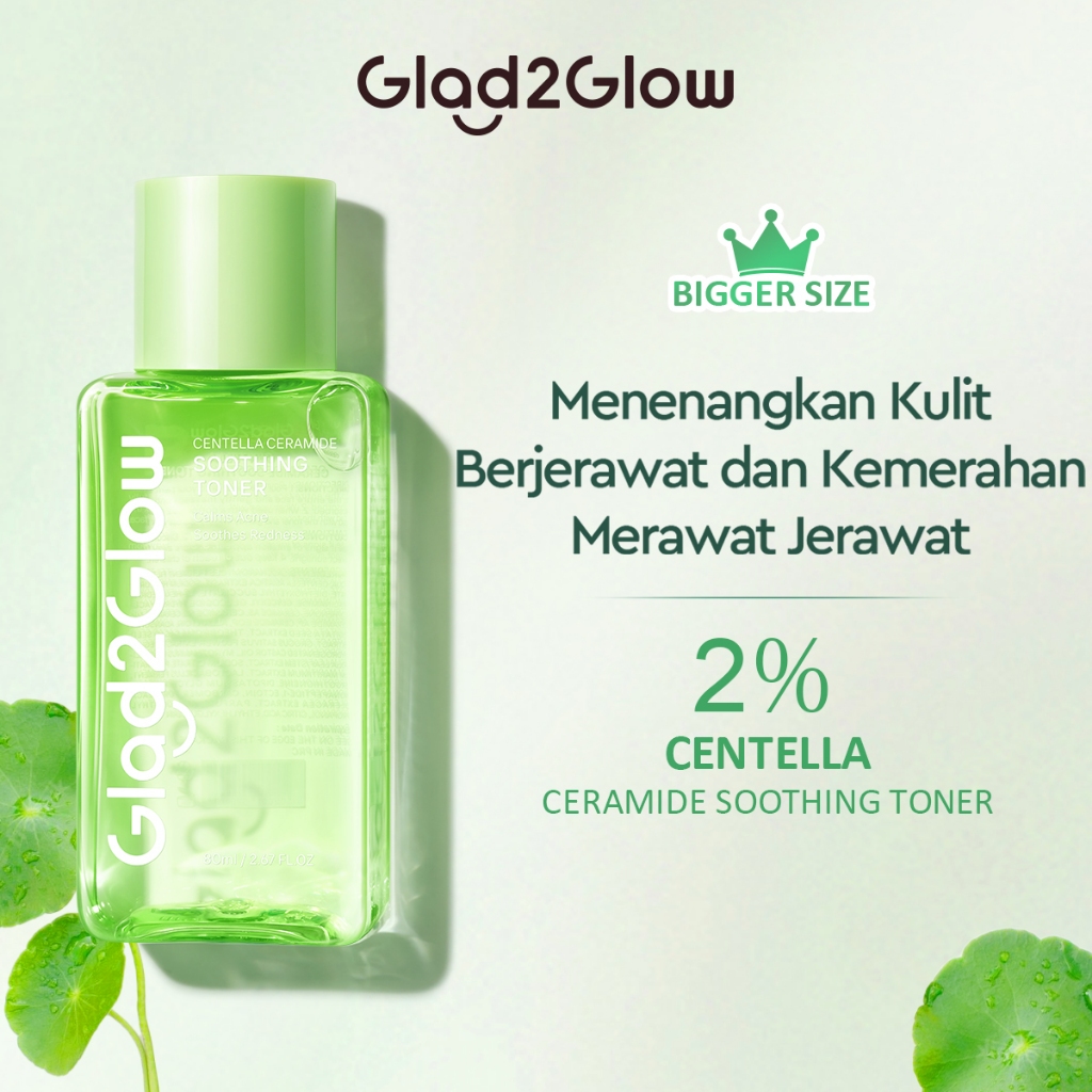 Glad 2 Glow Toner - 2% Centella Ceramide Soothing 80ml Glad 2 Glow Toner - 2% Centella Ceramide Soothing 80ml