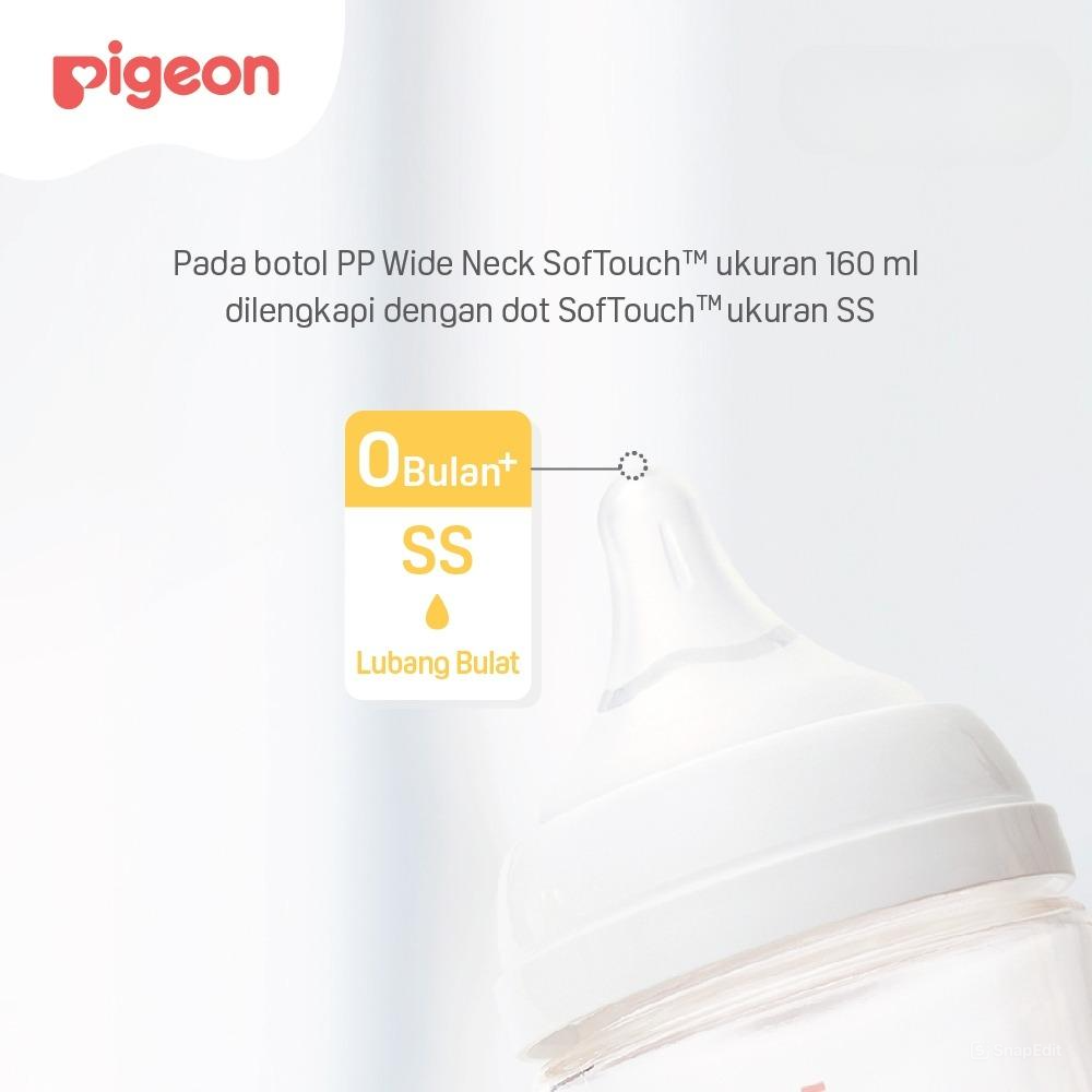 Pigeon Baby Bottle - PP Wide Neck SofTouch Nipple 160ml Kucing (Umur 0+ Bulan) Botol Susu Bayi
