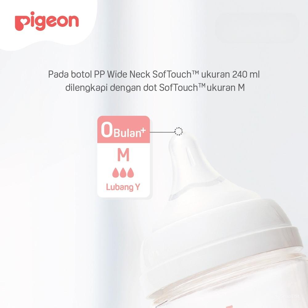 Pigeon Baby Bottle - PP Wide Neck SofTouch Nipple 240ml Beruang (Umur 3+ Bulan) Botol Susu Bayi