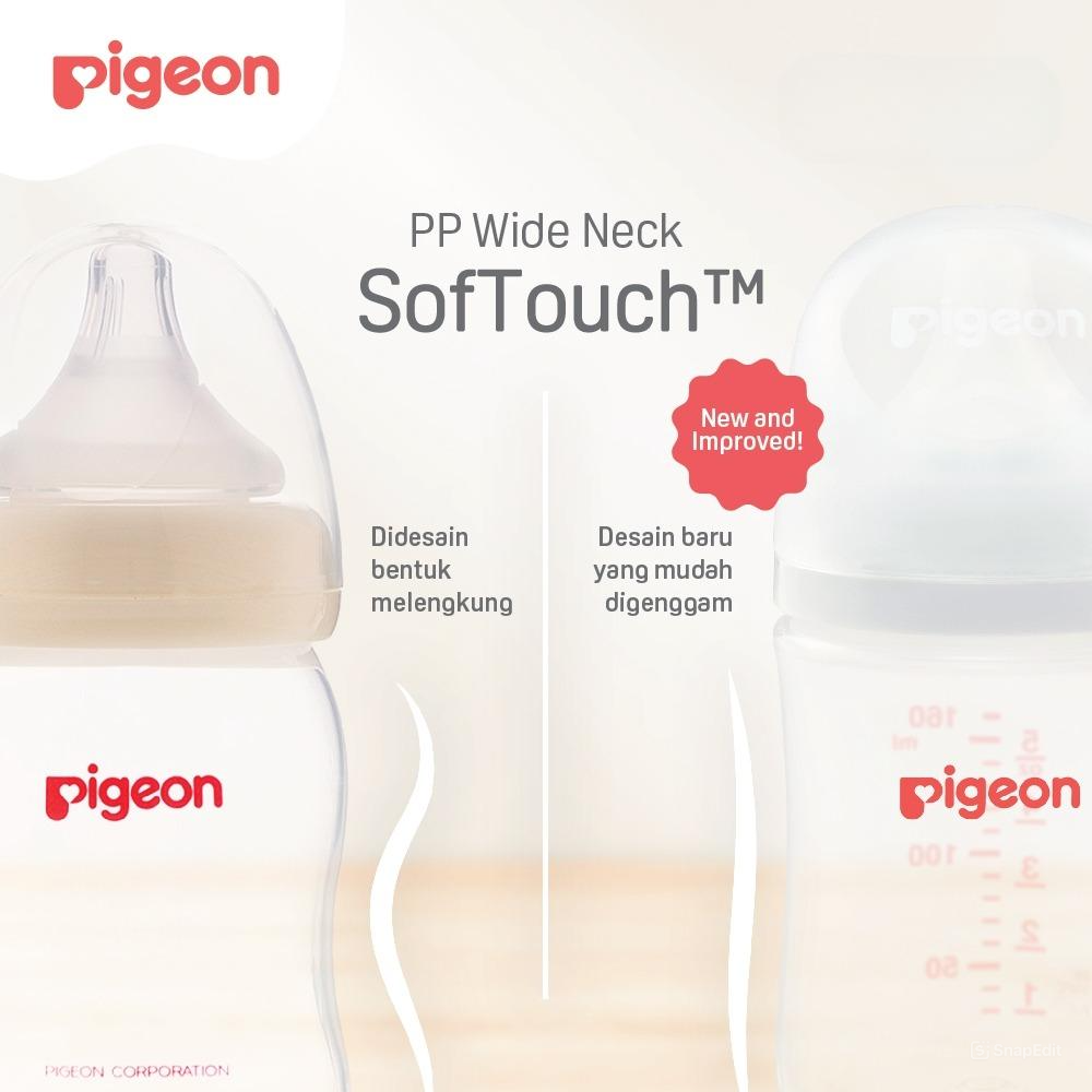 Pigeon Baby Bottle - PP Wide Neck SofTouch Nipple 240ml Lumba (Umur 3+ Bulan) Botol Susu Bayi