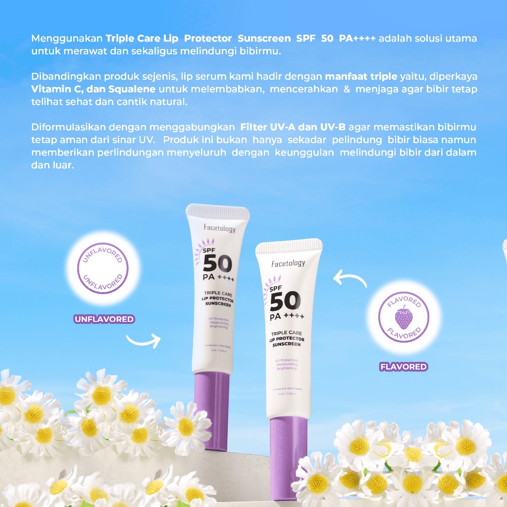 Facetology Triple Care Lip Protector Sunscreen 5ml - Flavor