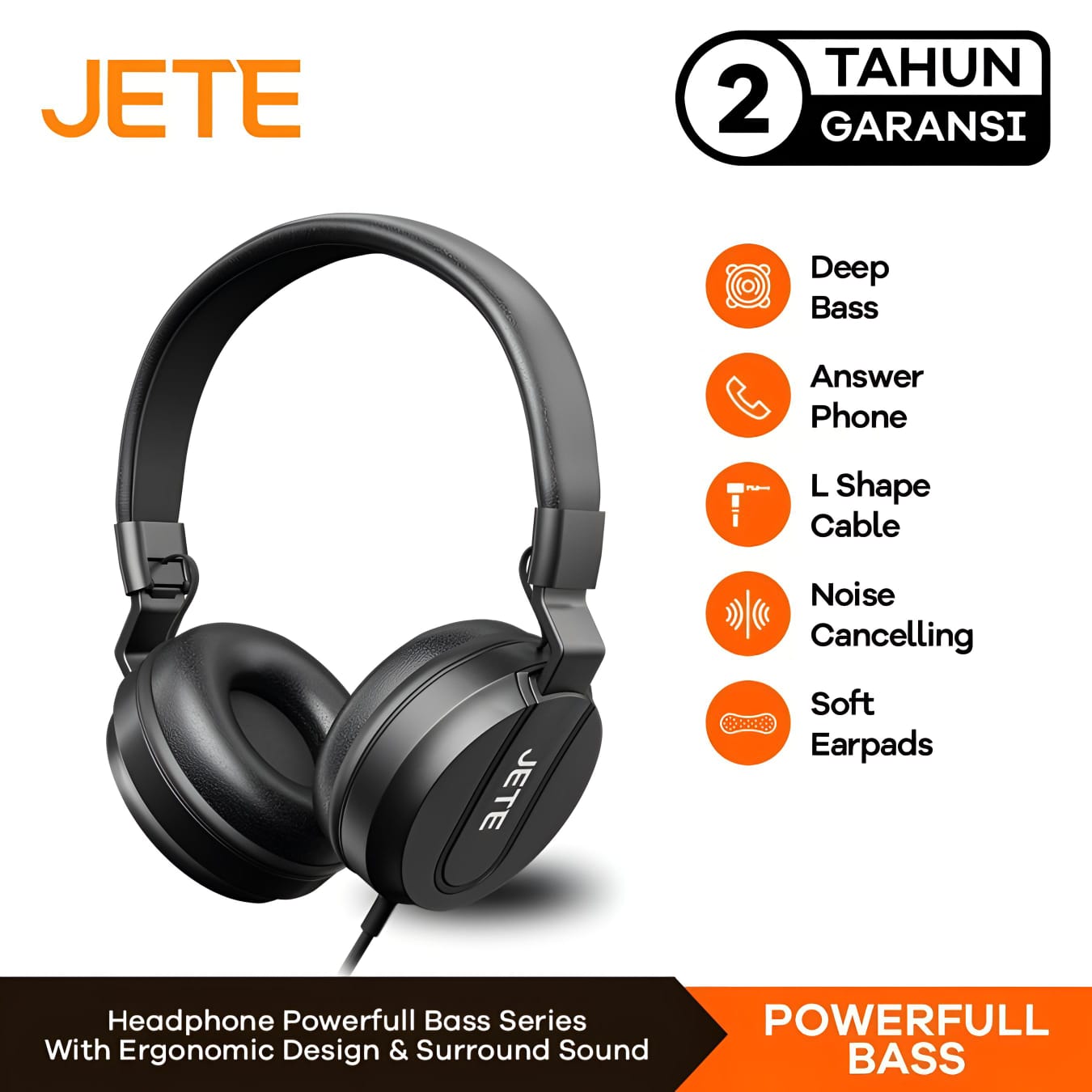 JETE Headphone Powerfull Bass with Noise Cancelling *