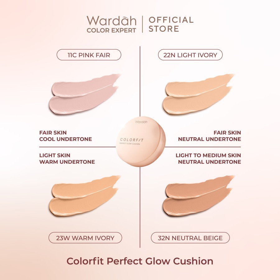Wardah Colorfit Perfect Glow Cushion REFILL 15gr - 23W Warm Ivory