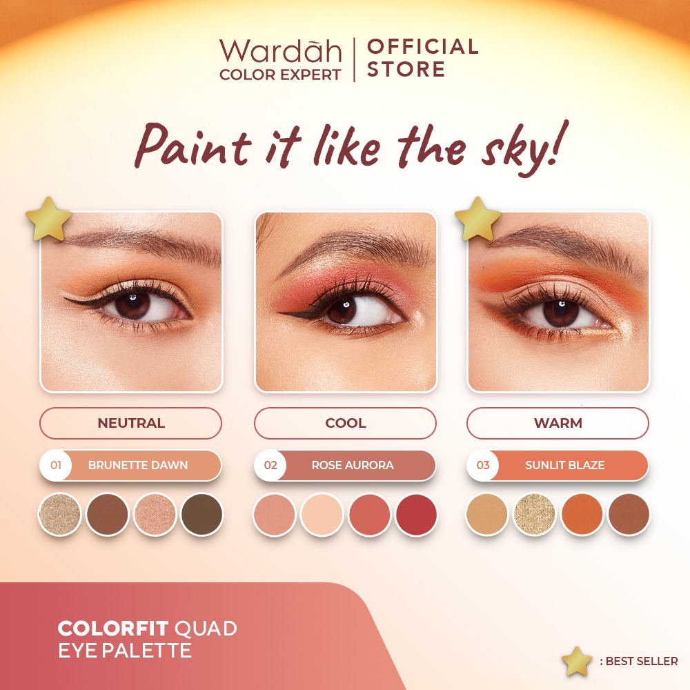 Wardah Colorfit Quad Eye Palette 6gr - 01 Brunette Dawn