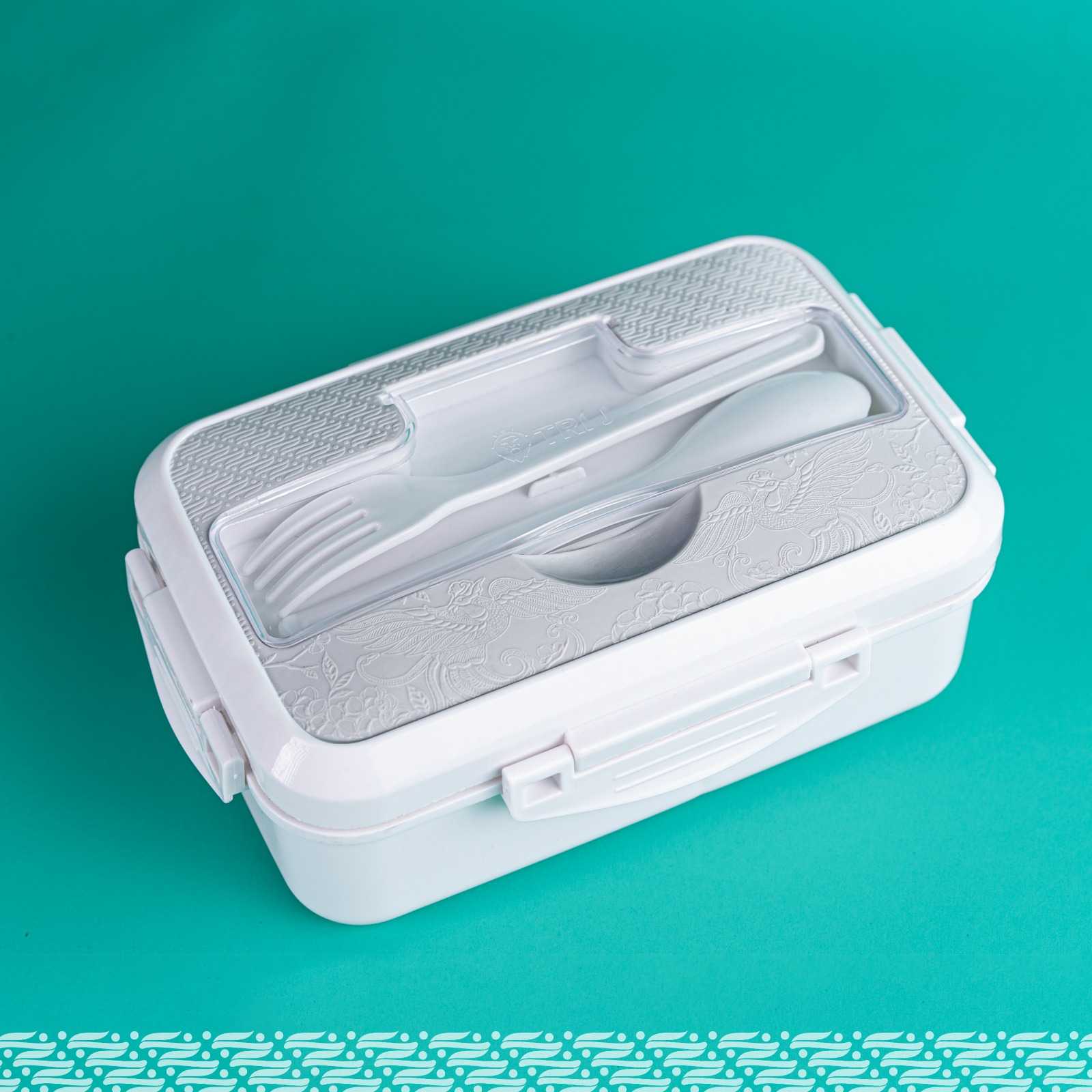 TRI J - Lunch Box 4in1 - BIRU (Free Sendok dan Garpu)